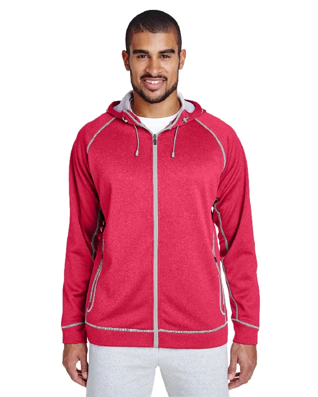 Team 365 Mens Excel Melange Performance Fleece Jacket | Sp Rd Ht/ Sp Sil