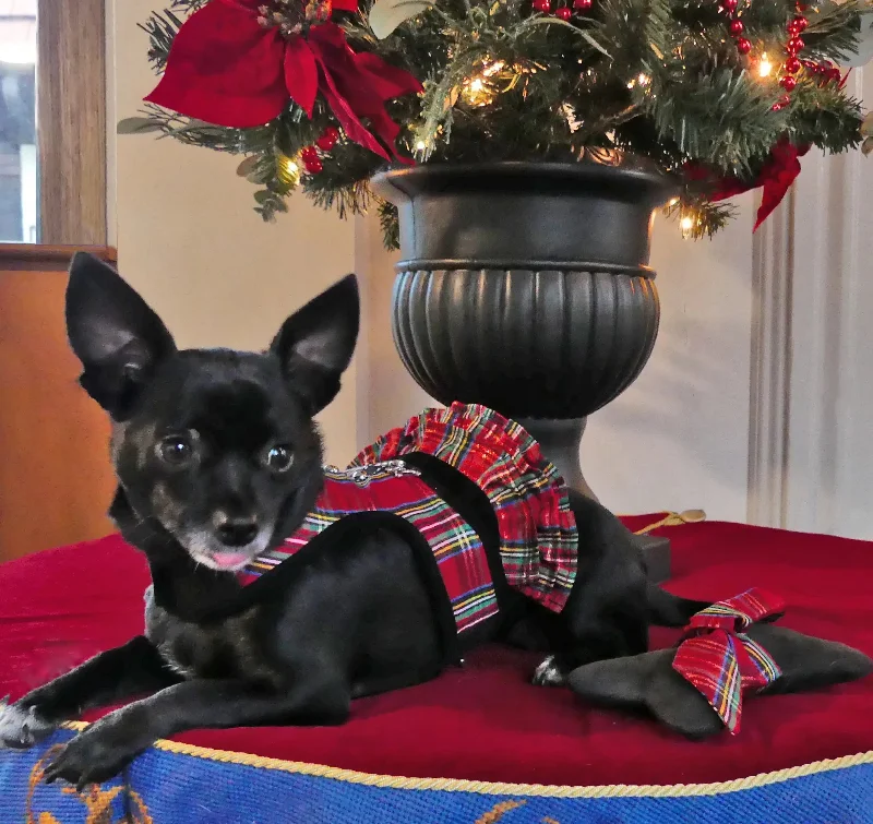 Holiday Tartan Ruffle Dog Skirt for Teacup Vest or Step N Go Harness