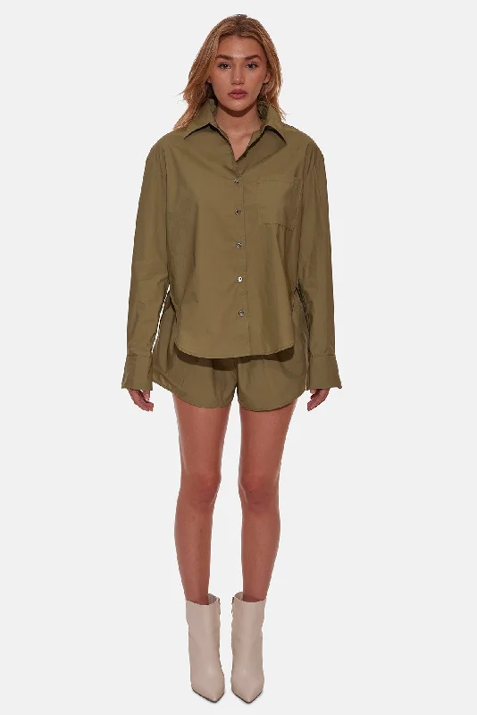 Poppy Buttondown Poplin Shirt Olive