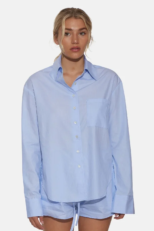 Lily Poplin Boyfriend Shirt Chambray