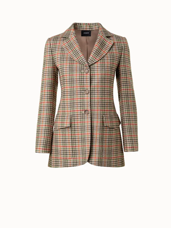 Modern Chic Checked Wool Stretch Flannel Jacket