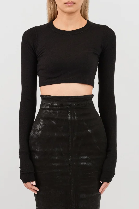 Rick Owens LS Crop T in Black