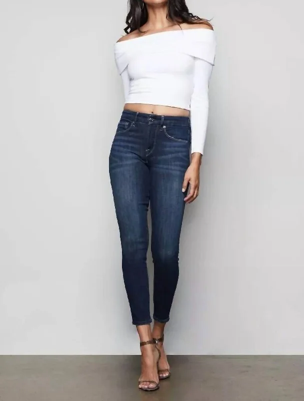 Good Legs Crop Stretch Denim High Rise Jeans In Blue