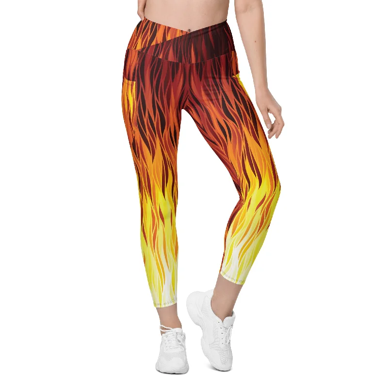 Fire Crossover Leggings With Pockets