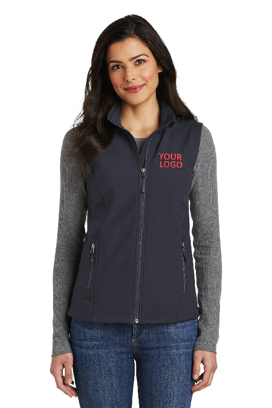 Port Authority Ladies Core Soft Shell Branded Vests, Battleship Grey