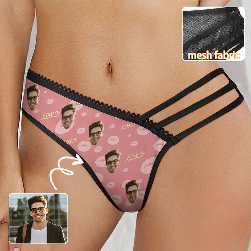High-end Fashion Custom Face Pink Lips Women's Low Waist Mesh Briefs Personalized Underwear Panties for Women High-end Fashion Custom Face Pink Lips Women's Low Waist Mesh Briefs Personalized Underwear Panties for Women