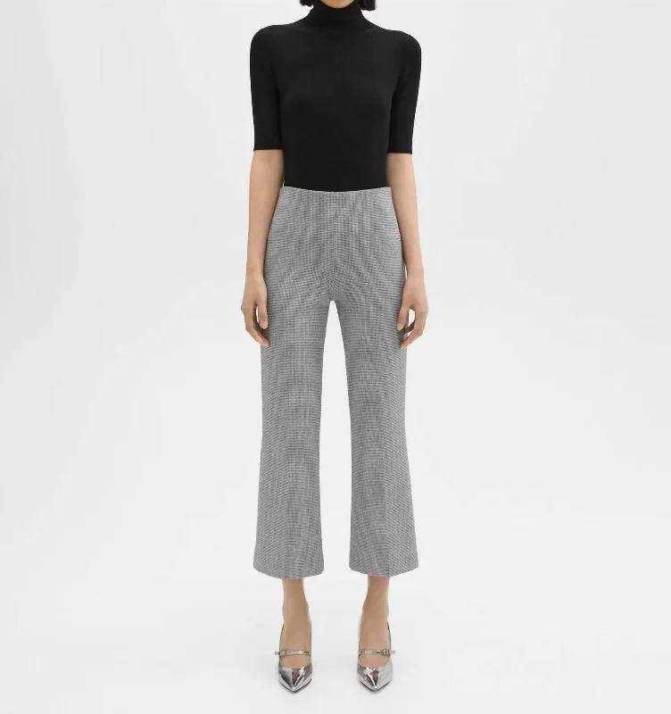 Cropped Kick Pants Houndstooth Jersey Cropped Kick Pants In Black, White