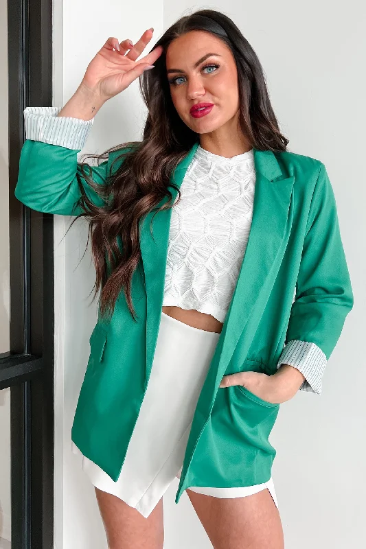 Fresh And Natural True Potential Cuffed Sleeve Blazer (Green)