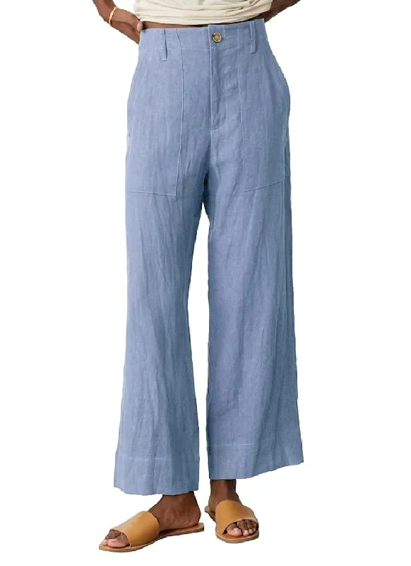 Dru Heavy Linen Pant In Blue Haze