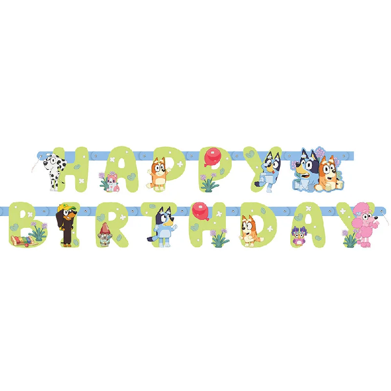 6 foot BLUEY JOINTED HAPPY BIRTHDAY BANNER