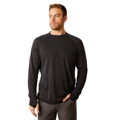 Rebar Gridwork Crewneck T-Shirt Long Sleeve - Black