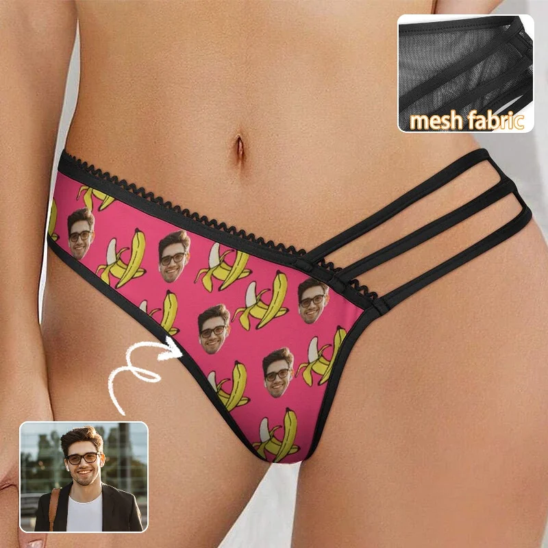 Perfect Tailoring Custom Face Banana Women's Low Waist Mesh Briefs Personalized Underwear Panties for Women Perfect Tailoring Custom Face Banana Women's Low Waist Mesh Briefs Personalized Underwear Panties for Women