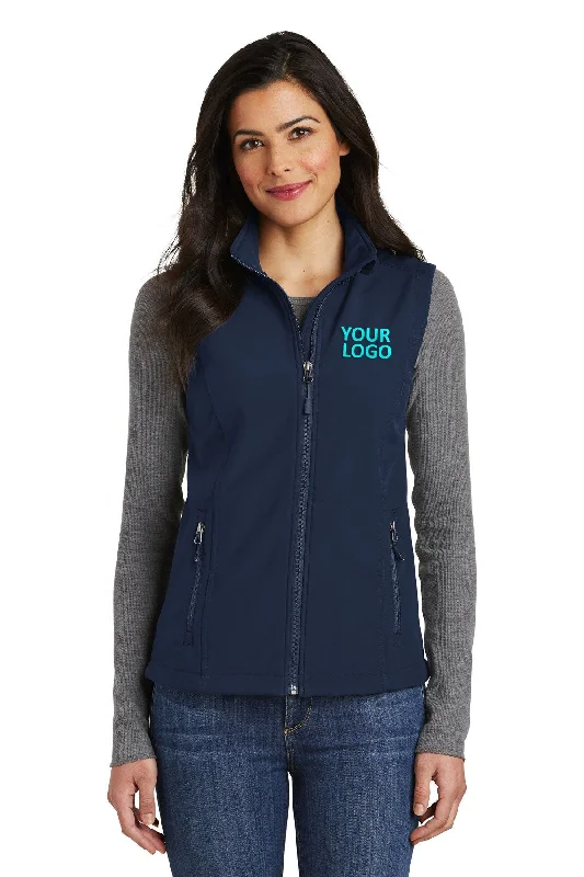 Port Authority Ladies Core Soft Shell Branded Vests, Dress Blue Navy