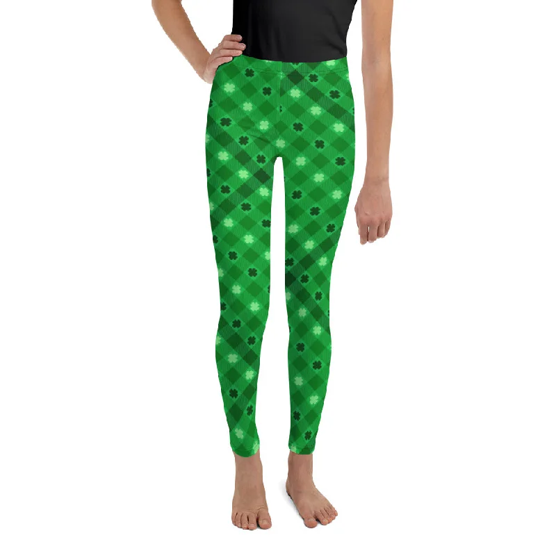 St. Patrick's Day Plaid Youth Leggings