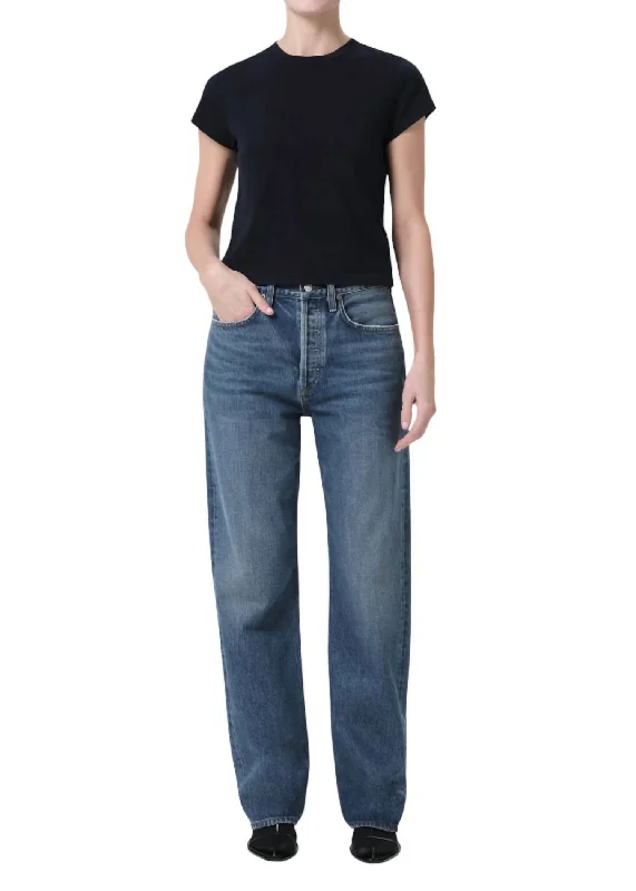 Kelly Straight Leg High Waist Denim Jeans In Essence