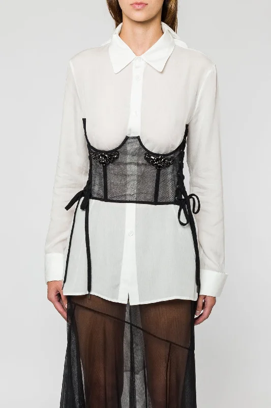 Simone Rocha Short Lace Up Corset With Embroidery