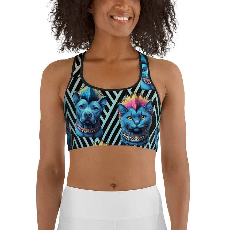 Mohawk Cats & Dogs Sports Bra