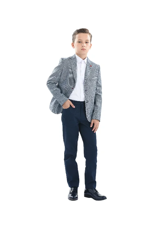 Retro Prints Cool Gray Embroidered Blazer