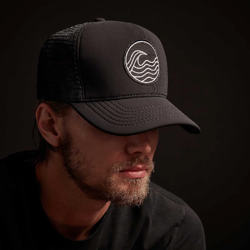 Wave Patch Scuba Trucker Hat - Black