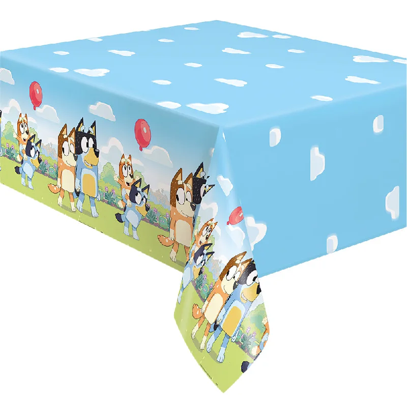 BLUEY PLASTIC TABLE COVER 54 inch x 84 inch